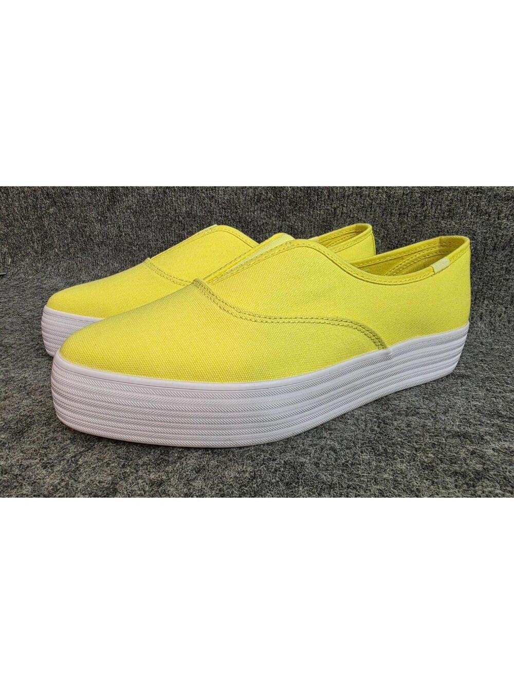 Keds Double Deck Slip-On Platform Sneakers Yellow Canvas Size 8.5 Womens